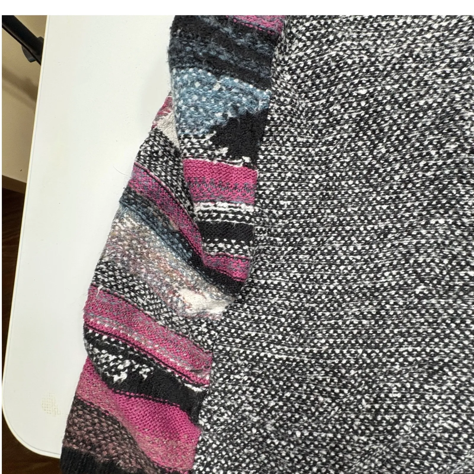 NIC+ZOE Patchwork Knit Hooded Cardigan Sweater Women Size M - Image 16