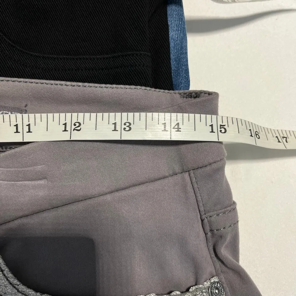 7 FOR ALL MANKIND x MALHIA KENT JEANS SKINNY JACQUARD SILVER GEO SIZE 29 - Image 9