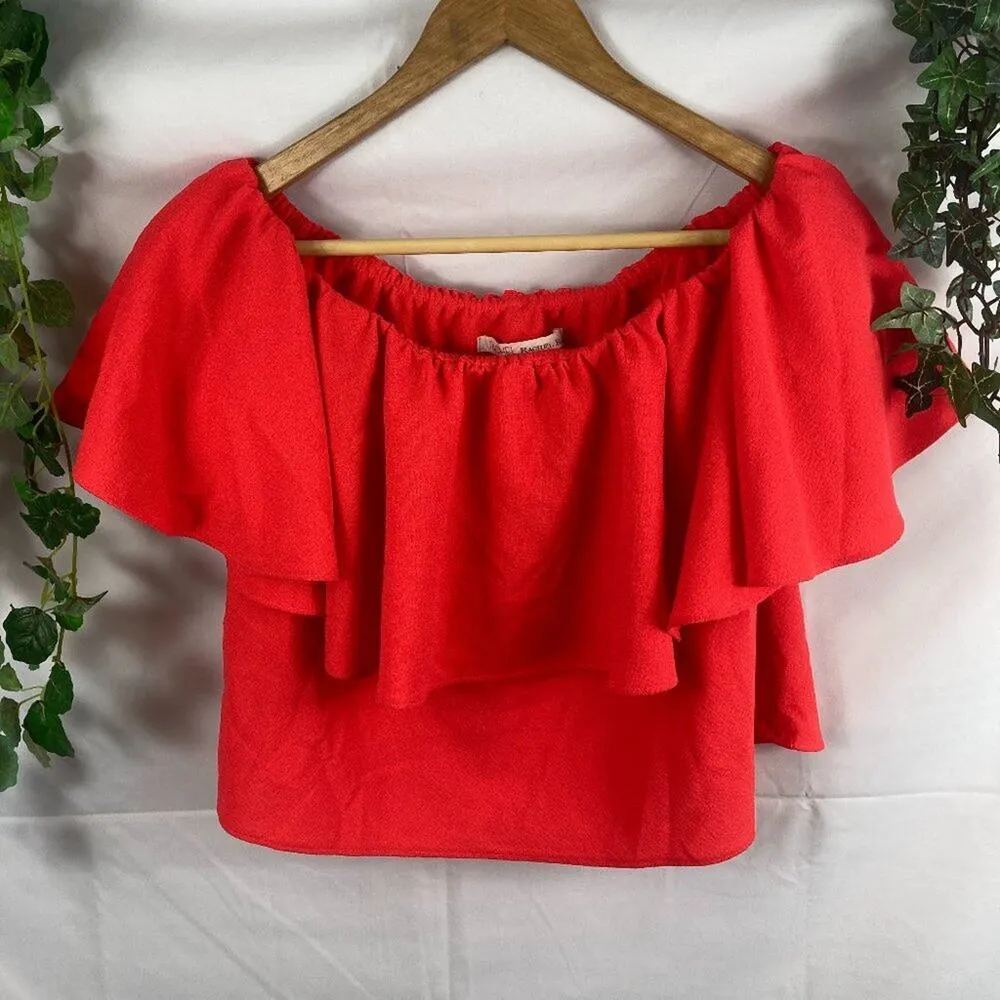 RACHEL Rachel Roy ruffle off shoulder crop top M Red Size M - Image 2