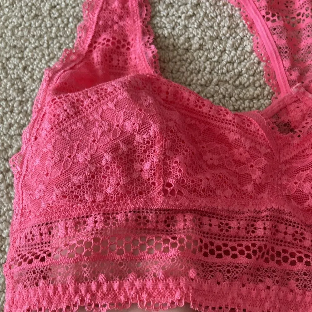 Victoria’s Secret Hot Pink Bralette Racerback Light Support Long Line S Like New - Image 3
