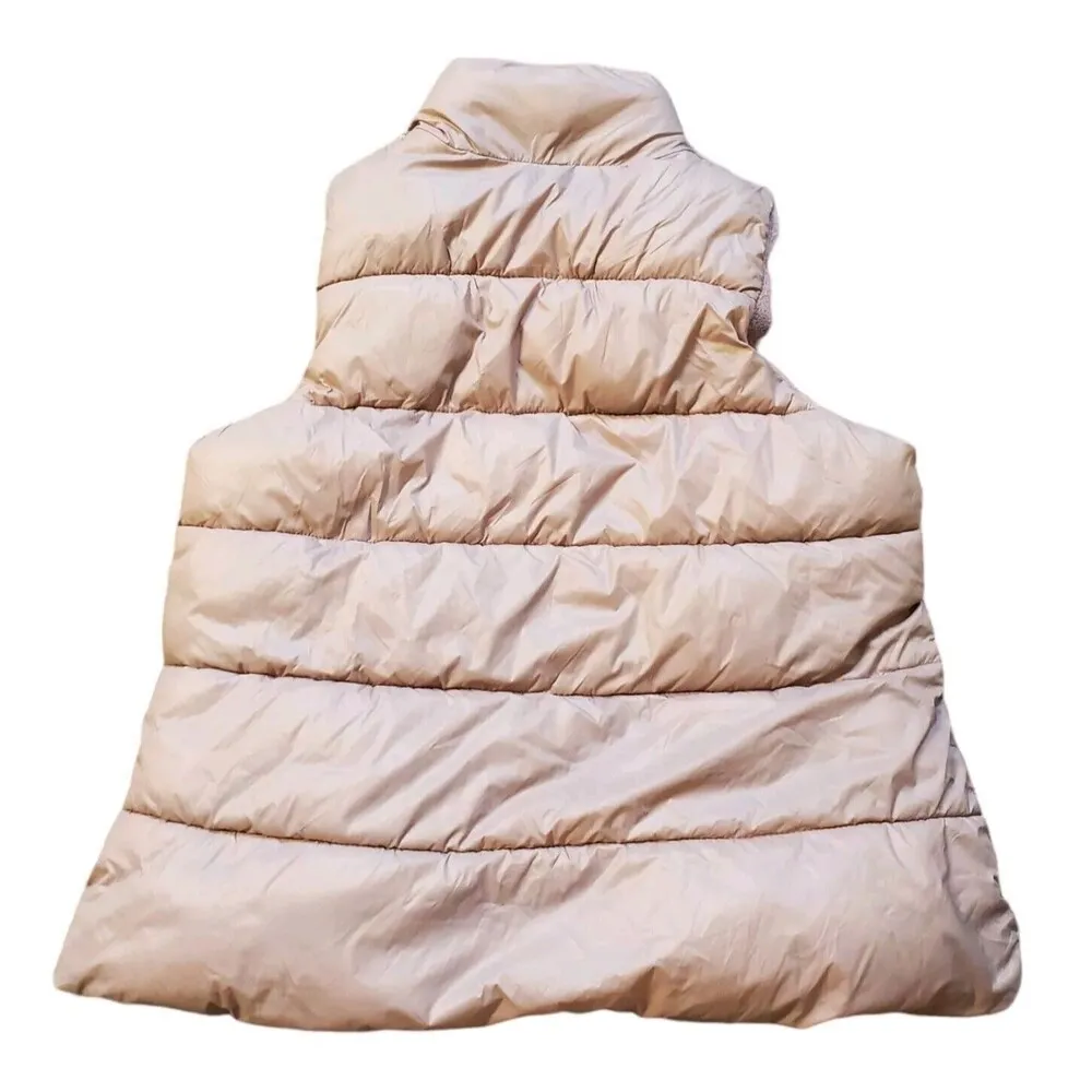 OLD NAVY Vest Women Large Pink Puffer Fleece Lined Winter Zip Pockets Cozy FLAW - Image 2