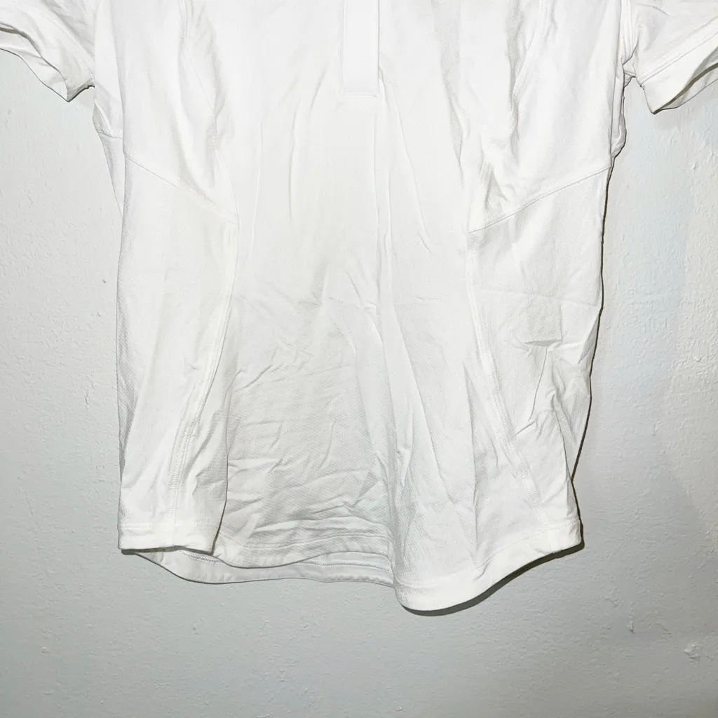 Lululemon white quick drying curved hem polo shirt - Image 4