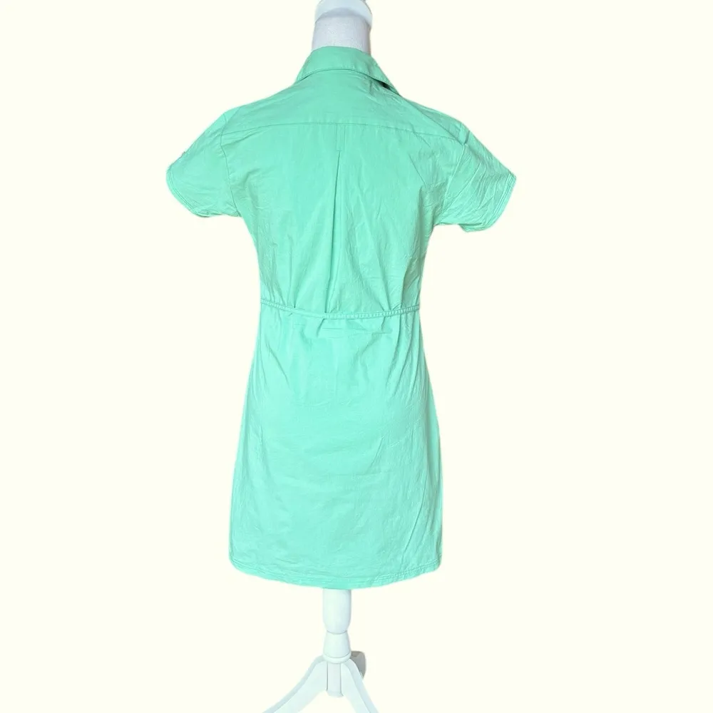 Columbia Shirt Dress Mini Tie Waist Short Sleeve Mint Green Womens Size XS - Image 2