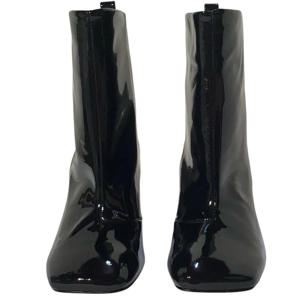 Good American Women's Patent Leather Block Heel Boots Black Size 5 | Modern Chic - Image 3