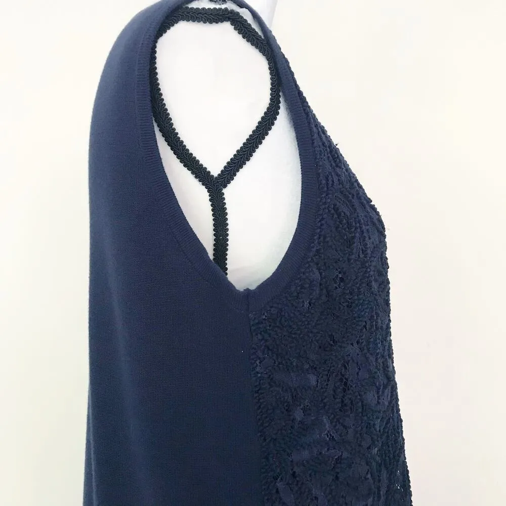 NWT Brooks Brothers Navy Blue Lace Knit Sleeveless Shift Midi Dress Women Size L - Image 5