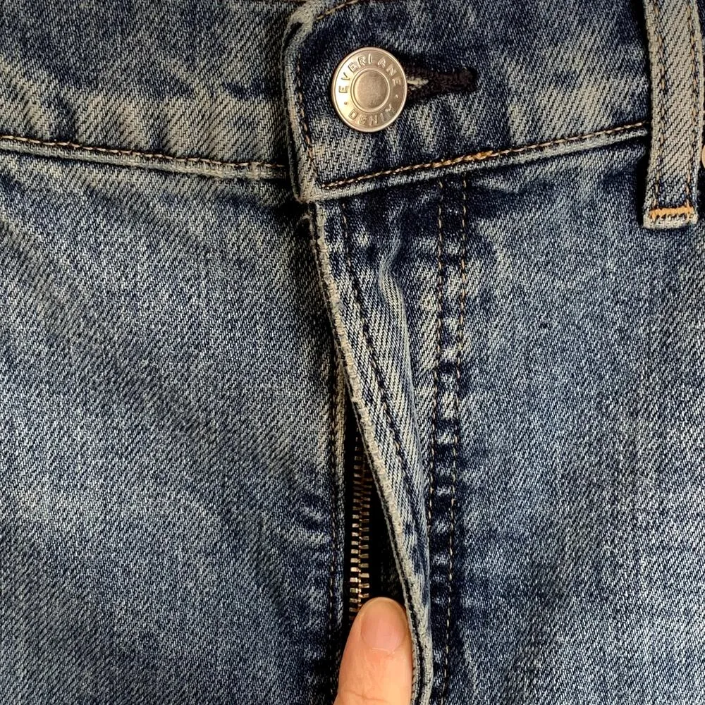 NEW Everlane The Way High Raw Hem Straight Jean in Mid Indigo - Image 8