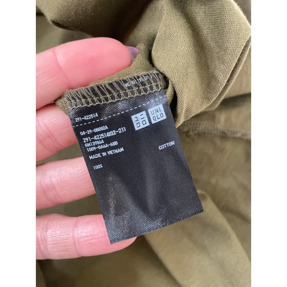 Uniqlo Womens Green V-Neck Sleeveless Midi Swing Dress Cotton Casual Size XS - Image 7