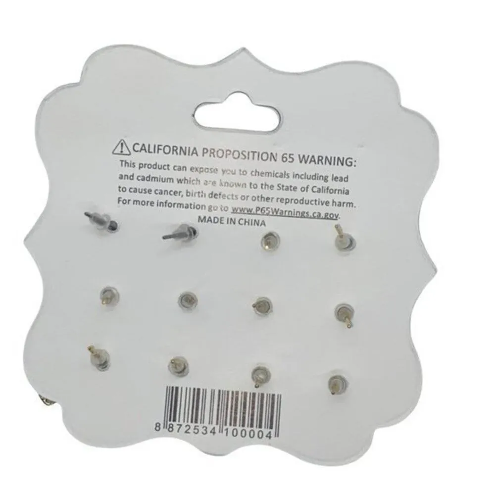 NWT 6-Pack Gold-Tone Green Cactus Rhinestone Pearl Earrings - Image 6