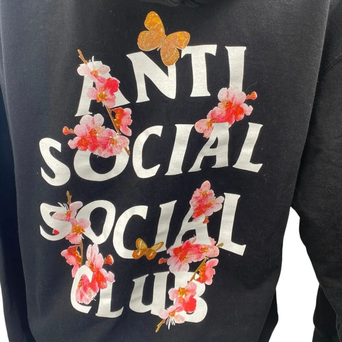 Anti Social Social Club Kkoch Black Logo Floral Graphic Hoodie Sweatshirt Top M Size M - Image 4
