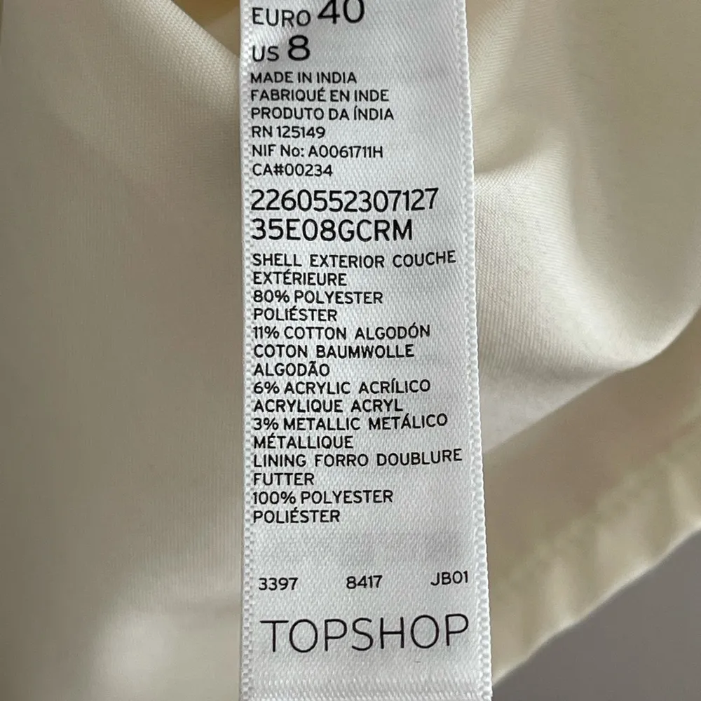 Topshop Embellished Ivory Jacquard Mini Dress size 8 - Image 9