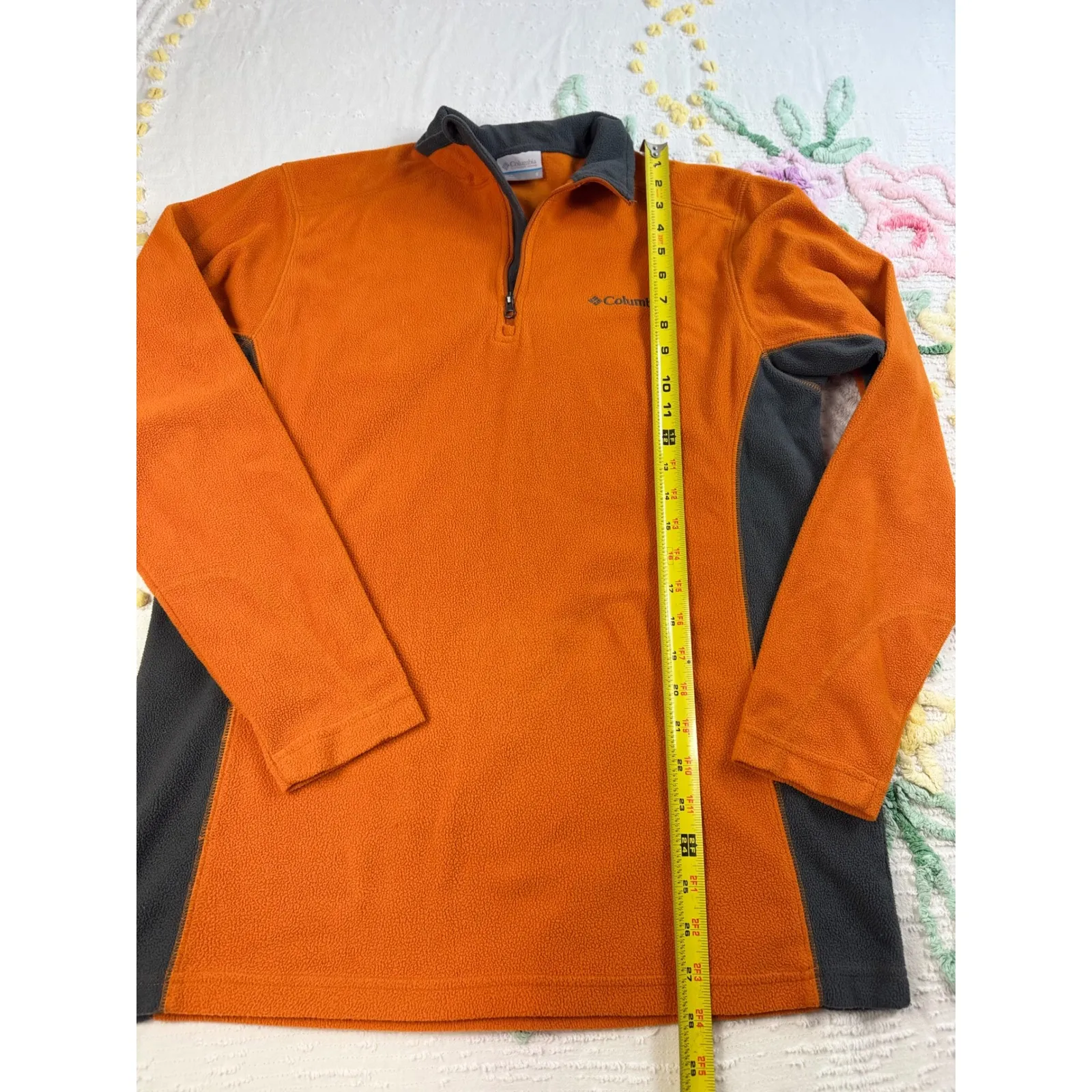 Columbia Quarter Zip Fleece Pullover Jacket Women's Small‎ Orange Gray - Image 3