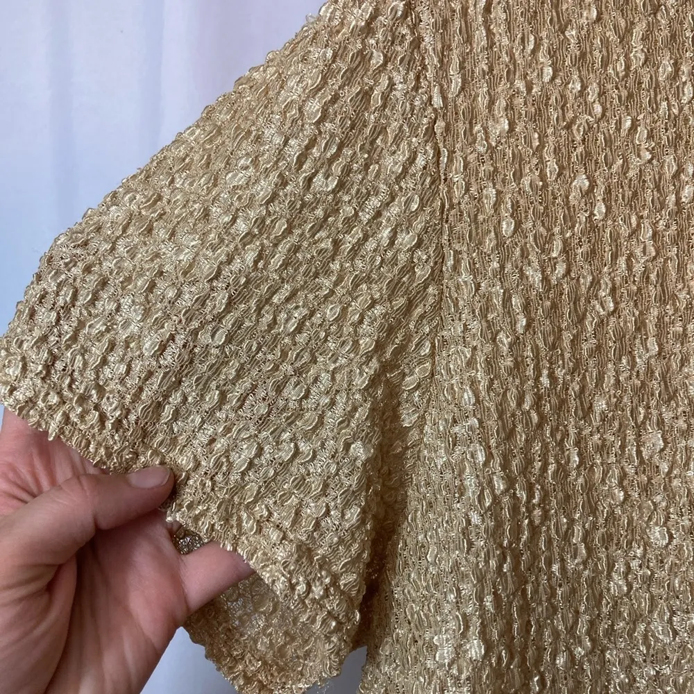 Vintage! Helene St Marie Gold Bubble Popcorn Short Sleeve Tunic Shirt Blouse Top Size M - Image 2