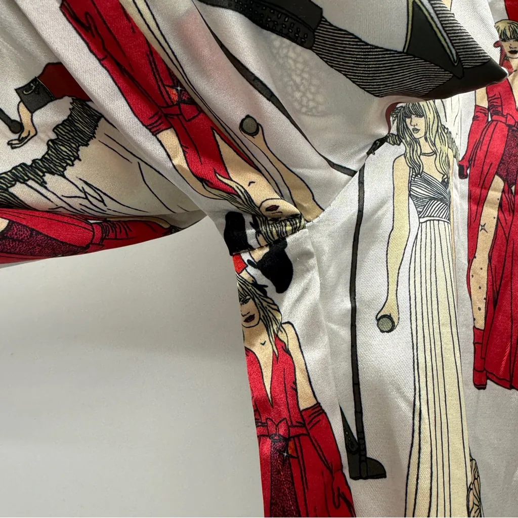 Taylor Swift RED (Taylor's Version) Eras Tour Graphic Satiny‎ Pajamas Set Sz XS - Image 12