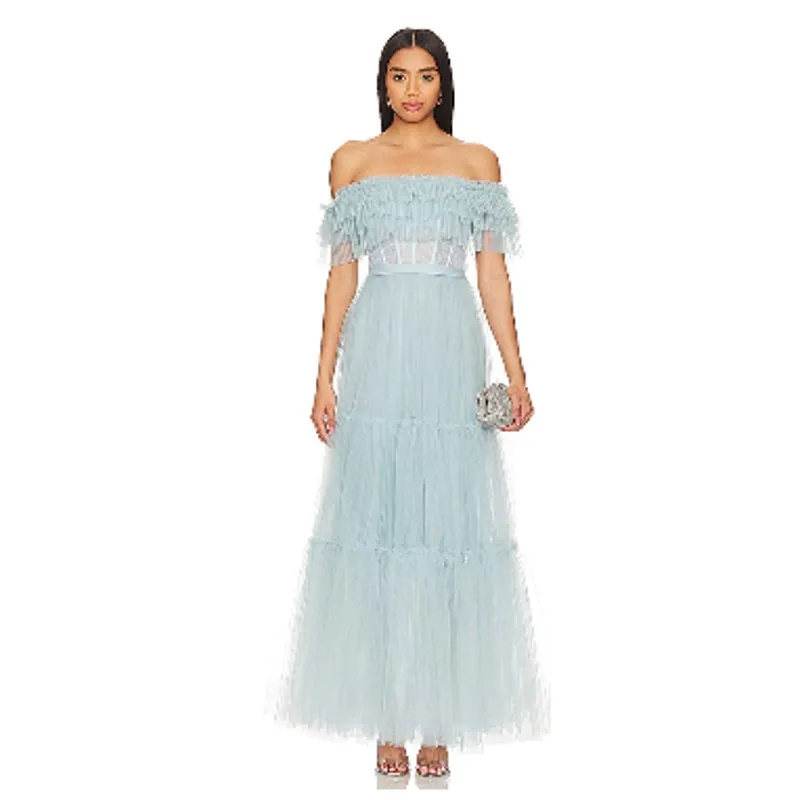 BCBGMAXAZRIA Off Shoulder Tiered Gown Size 4 New‎ with Tags - Image 3