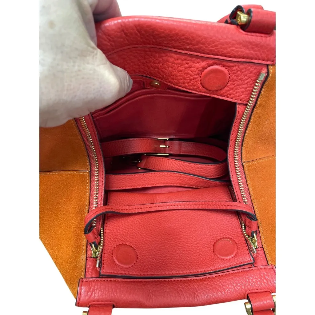Tory Burch Red Orange Leather/Suede Satchel Adj Crossbody SKU 9491 - Image 14