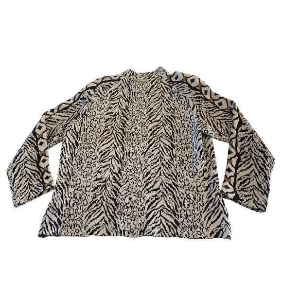 St. John Sport Vintage Wool Animal Print Sweater Jacket Full Zip Rare Pattern - Image 2