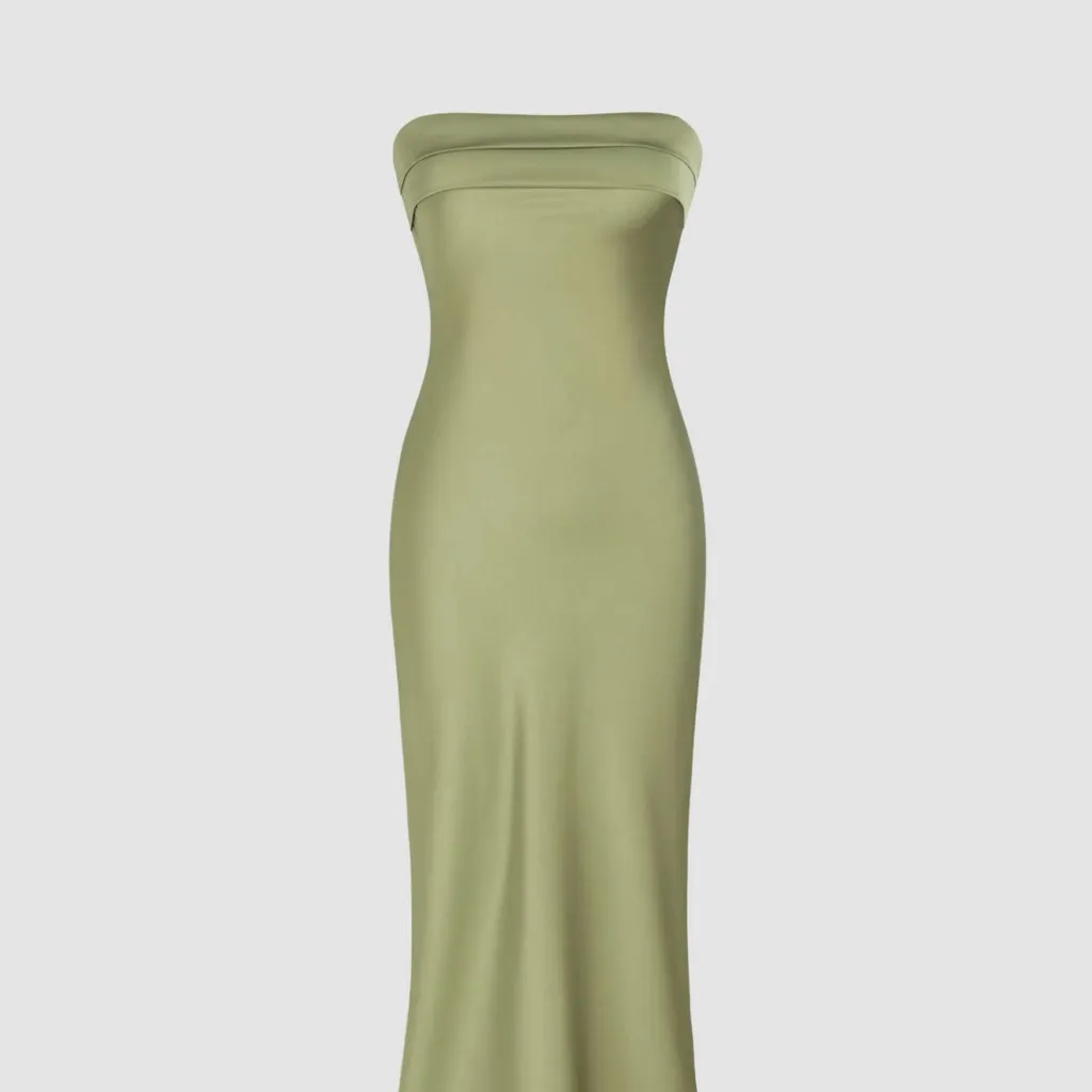 Cider Olive Green Satin Strapless Maxi Length Formal Dress Sz XXS - Image 13