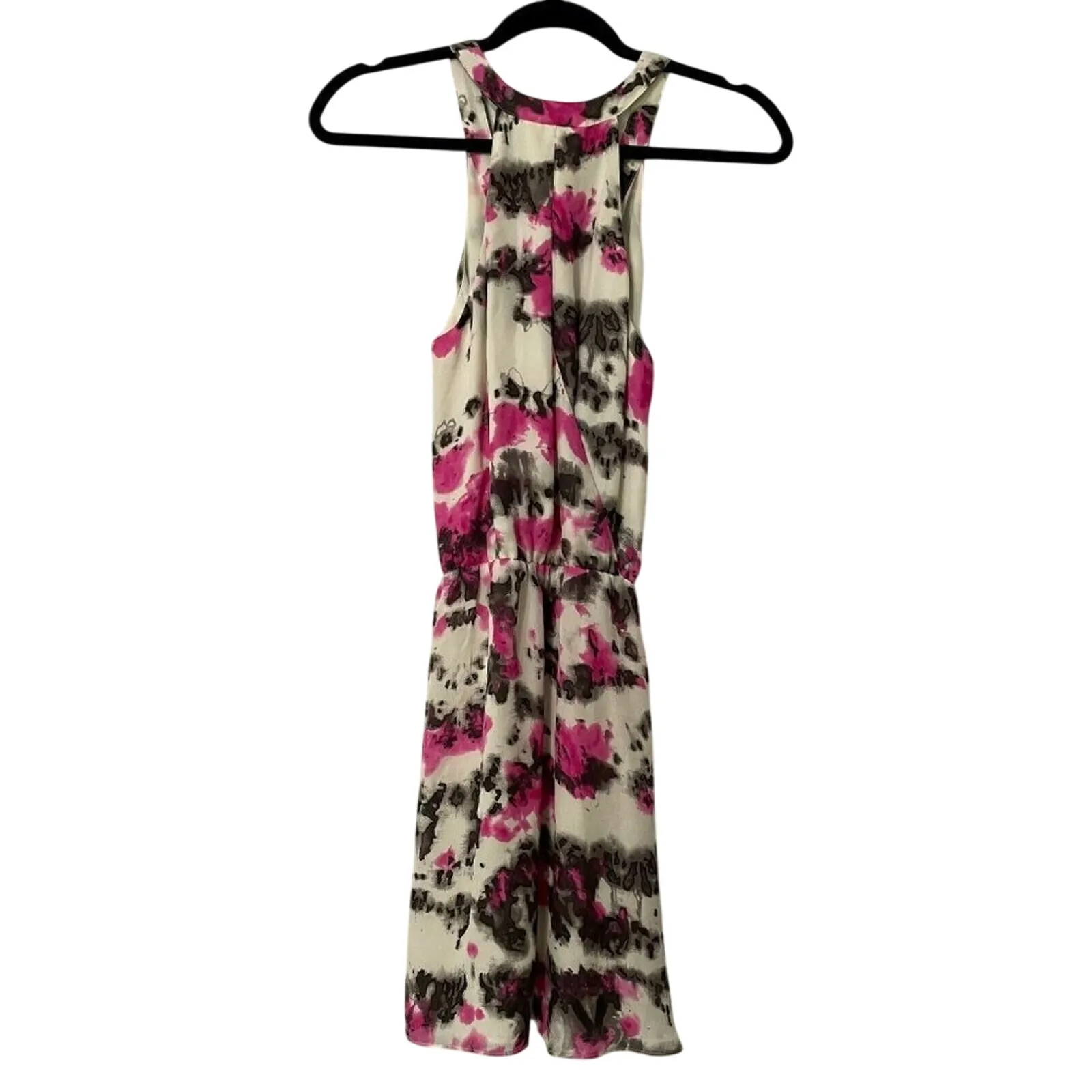Parker Silk White Pink Abstract Print Mini Dress Womens XS Sleeveless Casual - Image 2