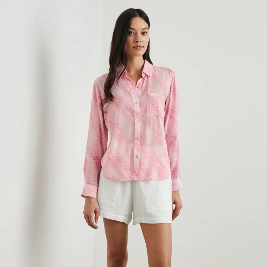 Rails Josephine Shirt Rose Reef Pink Button Down Medium - Image 8