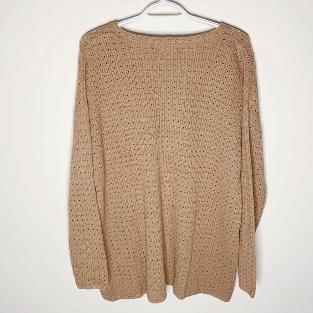 Ryllace Merino blend V neck open knit sweater size 2X - Image 2