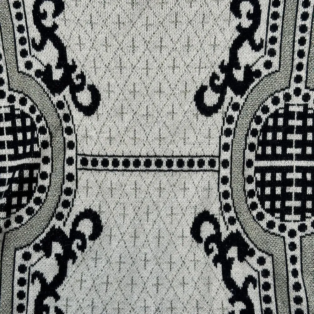 Bacci Long Sleeve Soft Stretch Knit Sweater Dress Cream and Black Size Small - Image 4