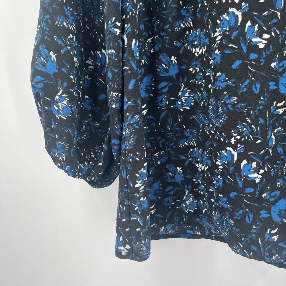 ROAN + RYAN Blouse Size Extra Small Top Evereve Black and Blue Floral Business - Image 9