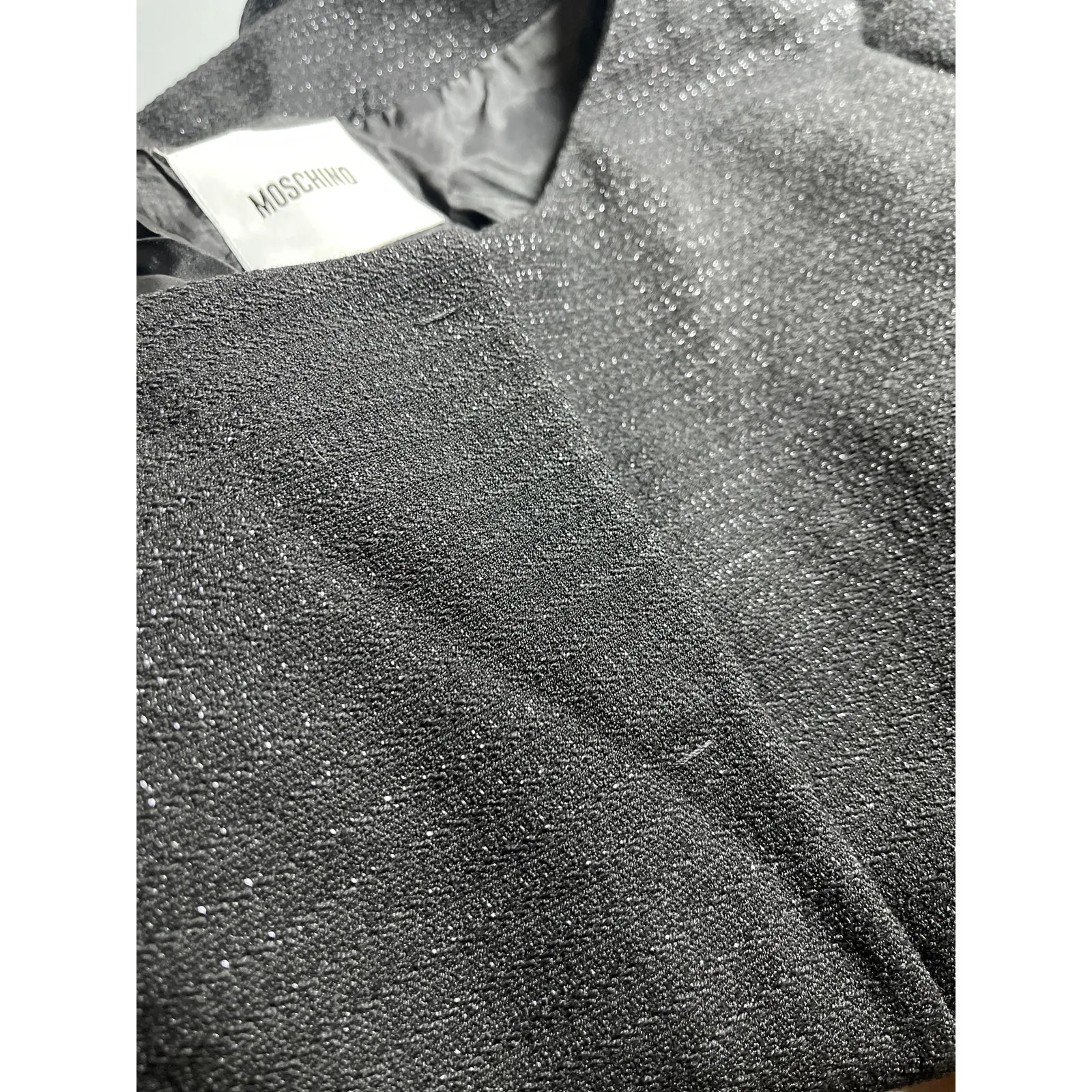 Moschino Wool Women's Black Tweed Balloon Sleeve Cropped Blazer Coat Jacket M/L - Image 5