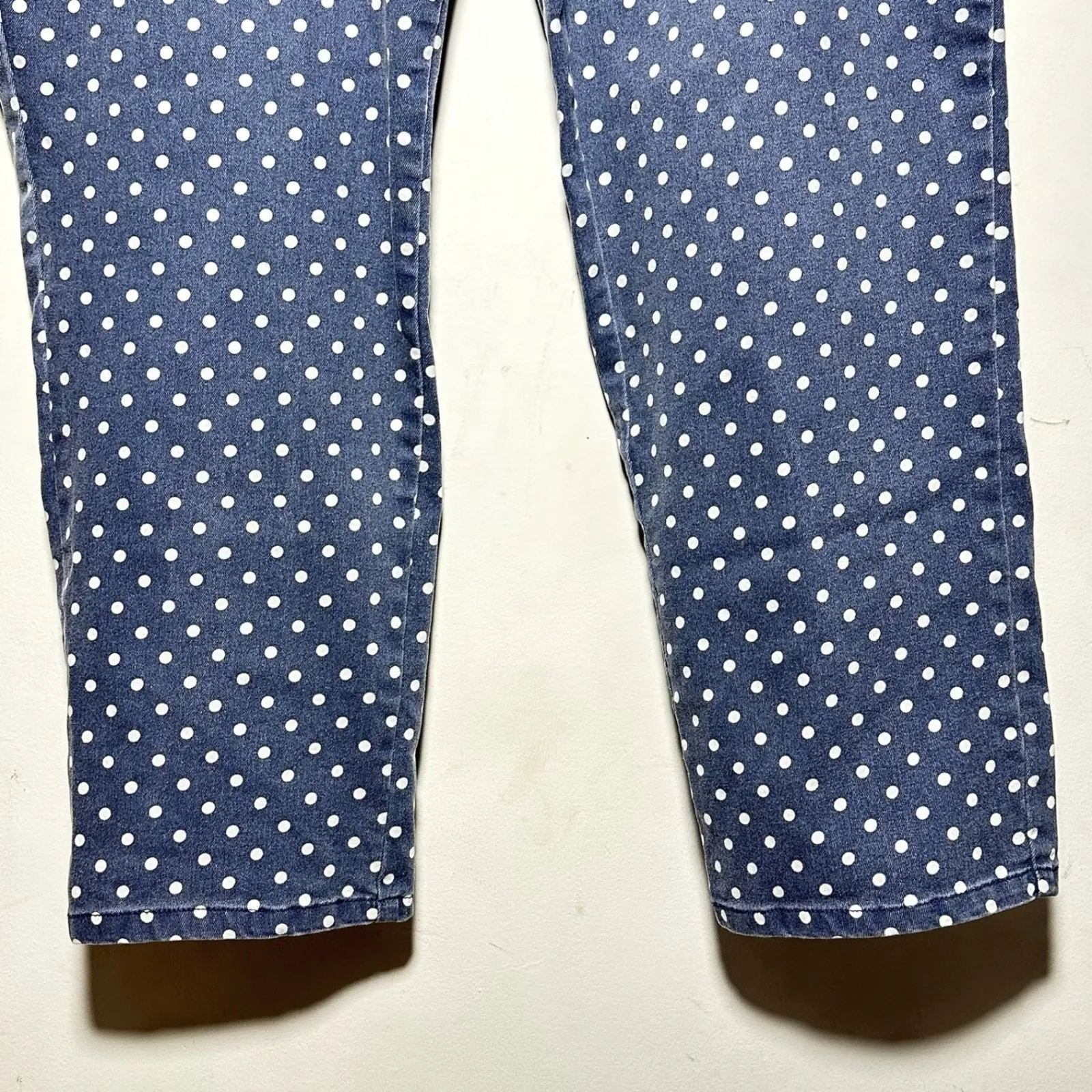 Woman Within Polka Dot Jeans Womens 22W Natural Fit Blue White Denim Pants - Image 8