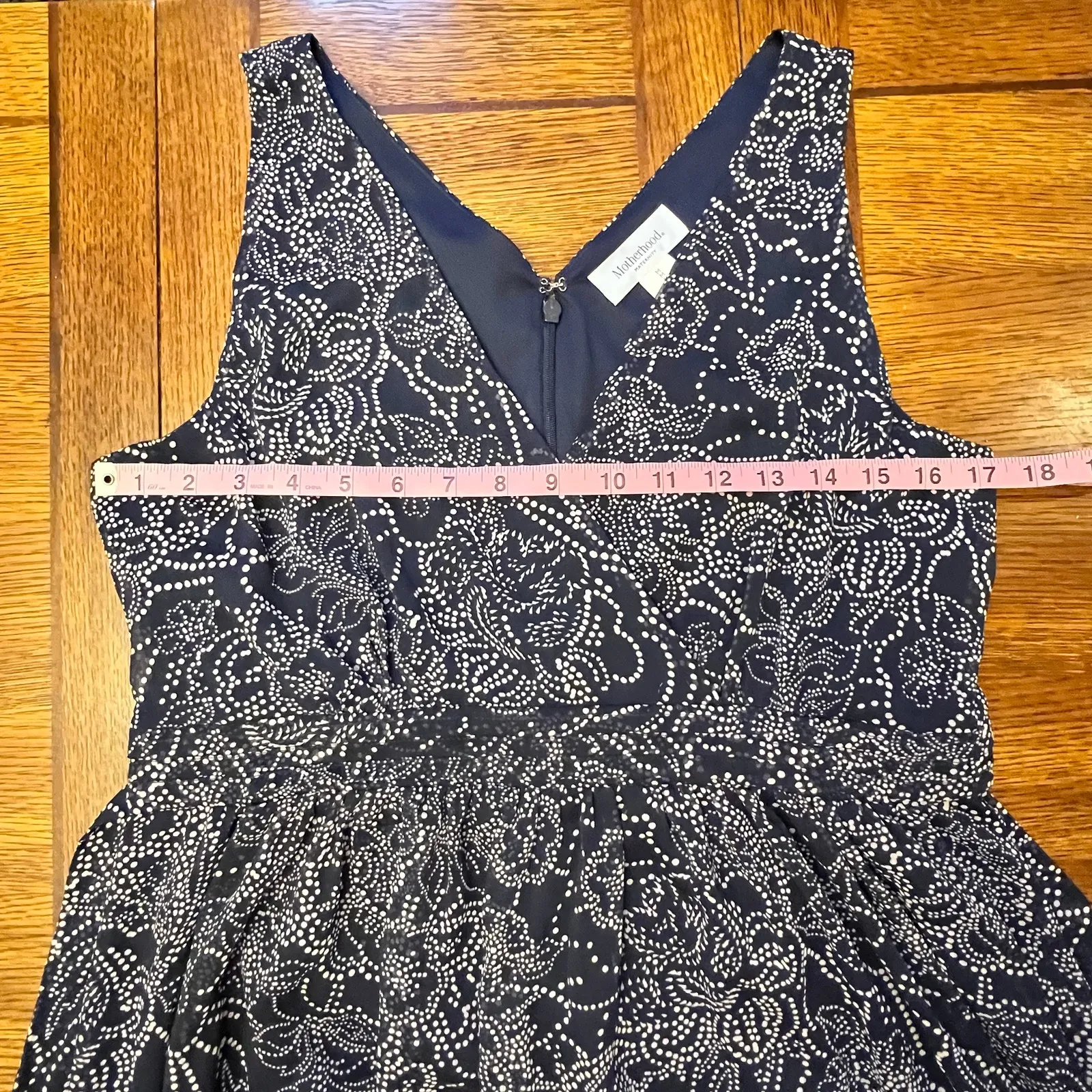 Motherhood Maternity Navy Blue Chiffon Maxi Dress V Neck Size Medium - Image 6