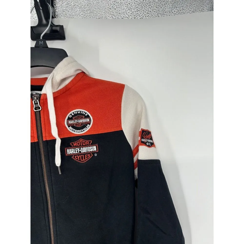 Harley Davidson Zip Up Hoodie Jacket Black Woman's Size Small #1 American Flag - Image 5