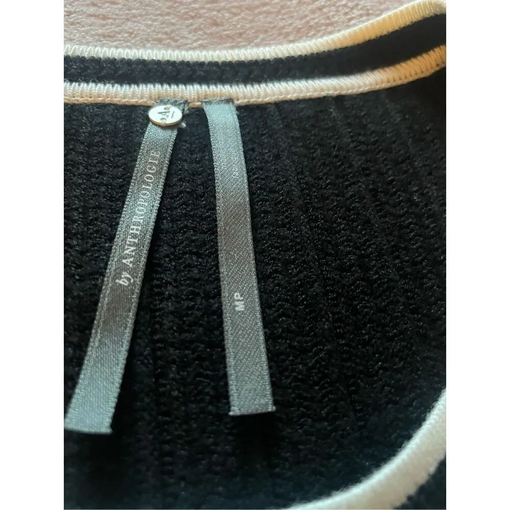 NWT Anthropologie Sleeveless Pointelle Sweater Dress Size MP Black & White Flare - Image 10