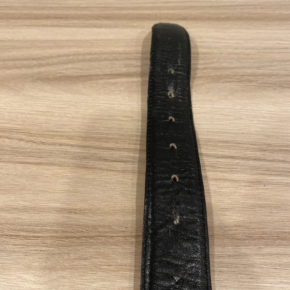 Paris Vintage Belt Navajo Inlaid Turquoise Slab Horse Shoe Belt Buckle 34” Black - Image 5