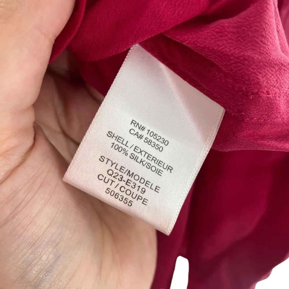 Equipment Femme Marche Collarless Long Sleeved Silk Magenta‎ Blouse Size S Long - Image 7