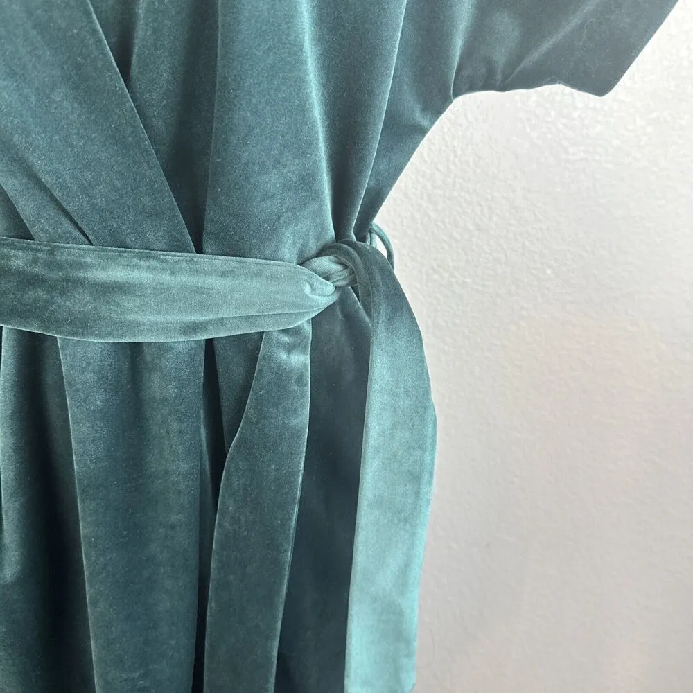 Closet London Kimono Sleeve Velvet Midi Dress Size 10 Wrap Tie Emerald Green - Image 3