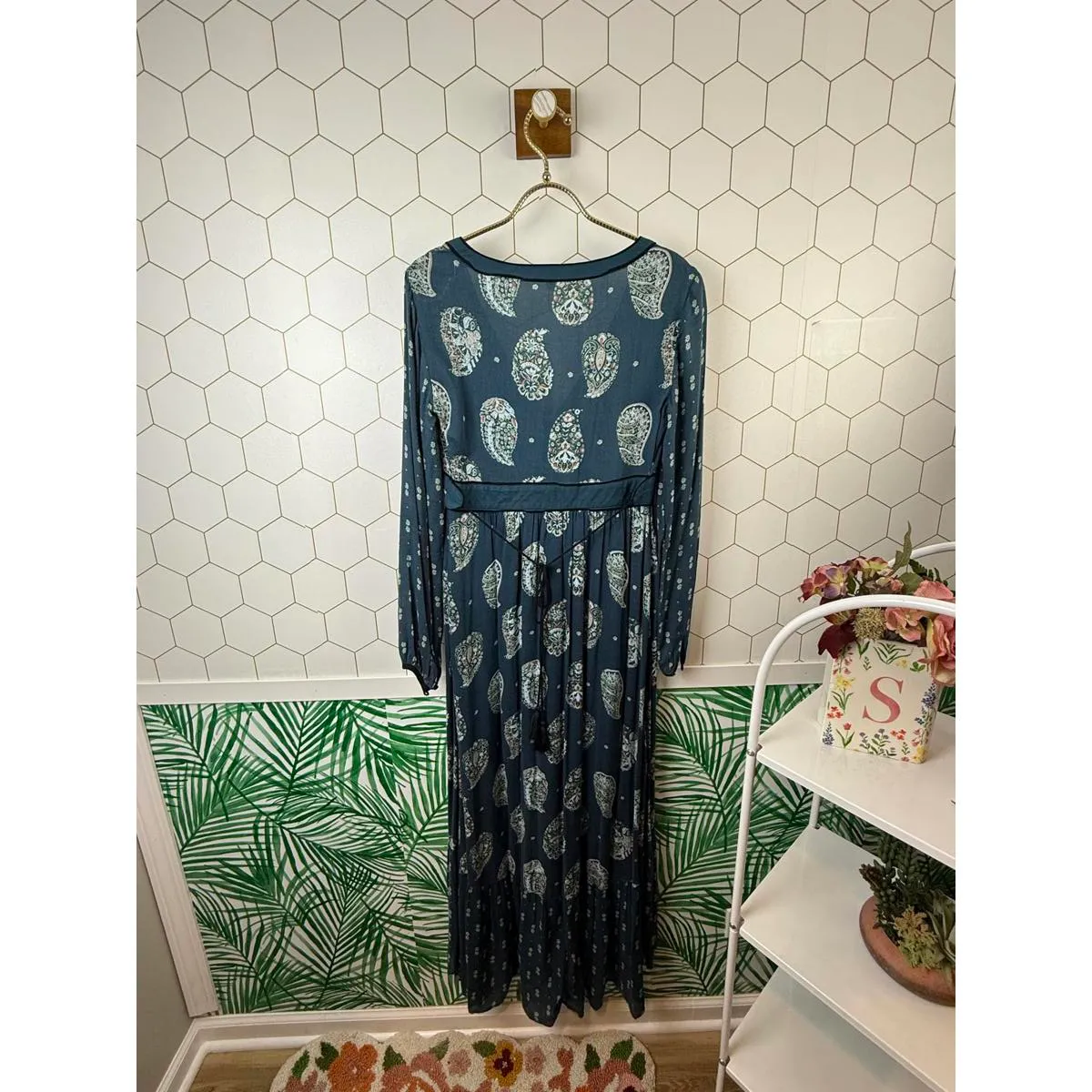 Ecote by Urban Outfitters Blue Paisley Bohemian Maxi Dress - Size - 4 - Image 4