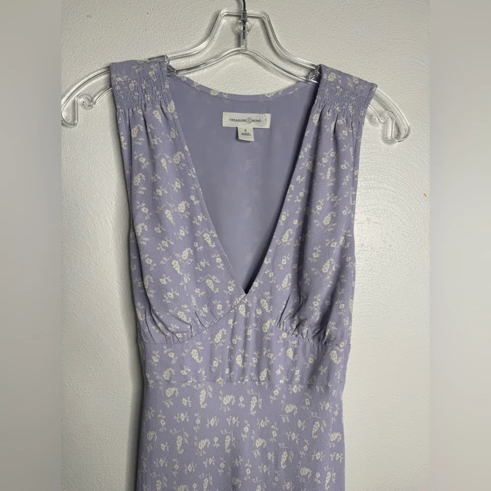 Nordstrom Treasure & Bond Floral Ivory Little Princess  Purple Maxi Dress - Image 5