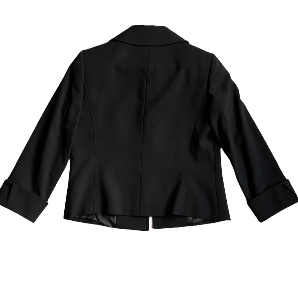 Tahari Arthur S Levine Black Cuffed 3/4 Sleeve Bow Button Blazer Jacket Size 2 - Image 5