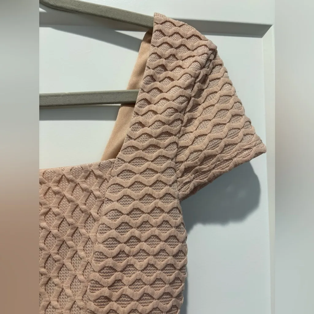 Just Me Textured Beige Dress Size M - Image 4