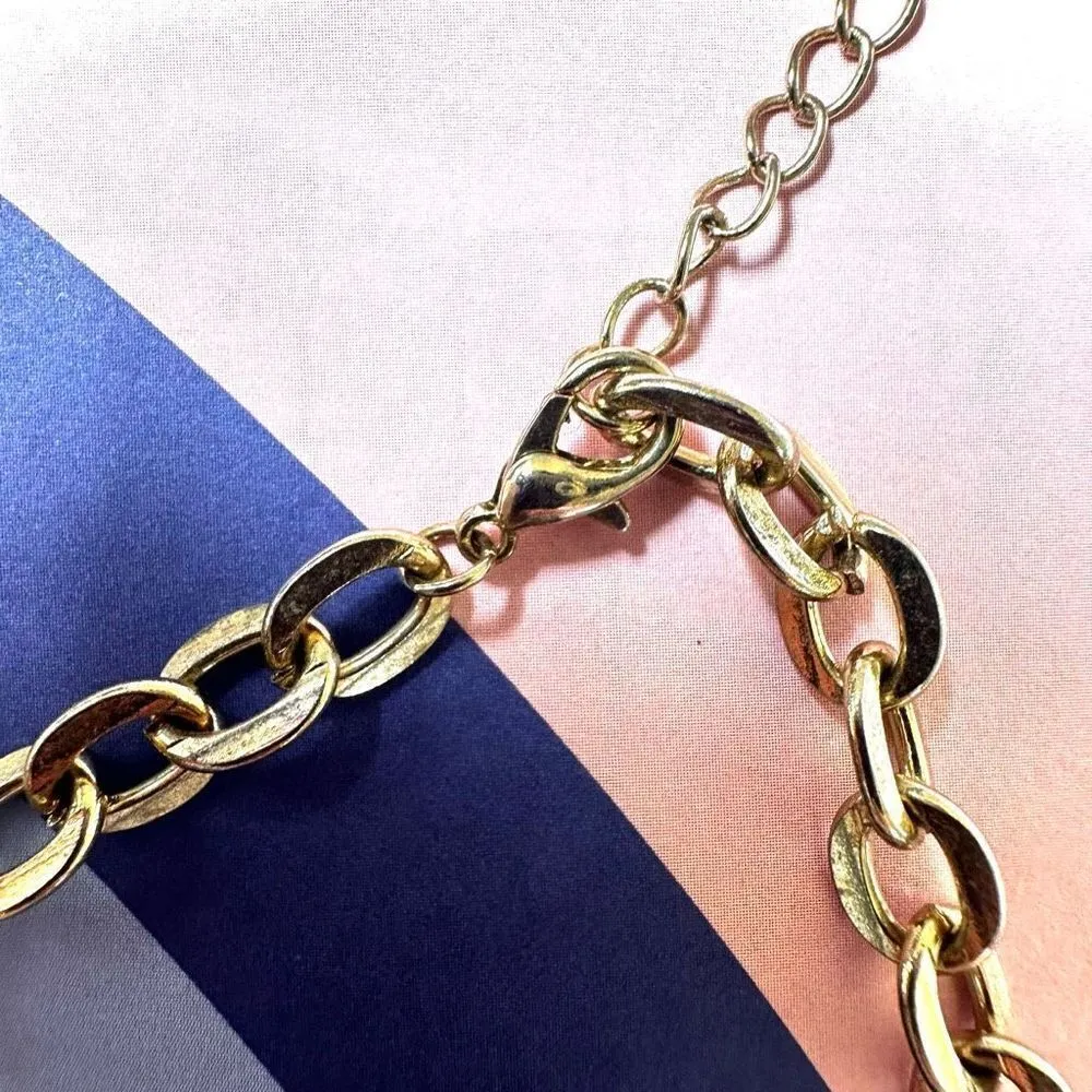 Spike gold tone and blue bib collar necklace - Image 8