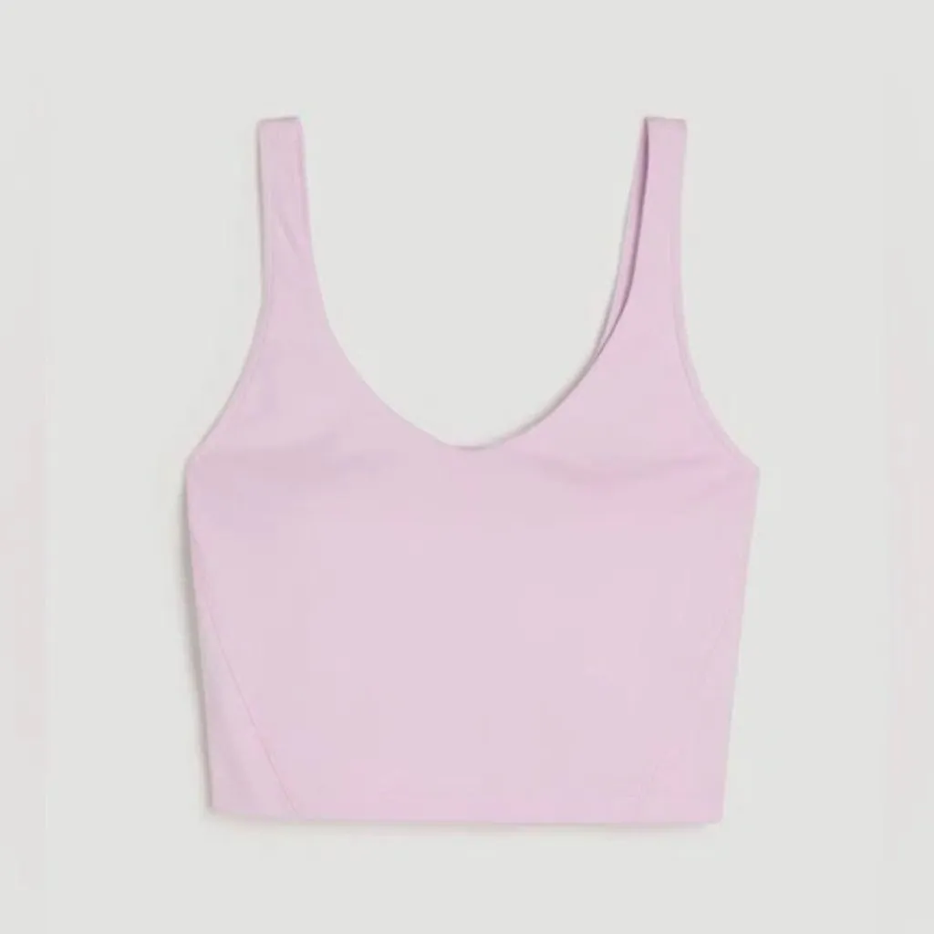 NEW Gilly Hicks Recharge Plunge Tank Light Pink Size M Built In Bra Running Yoga - Image 9