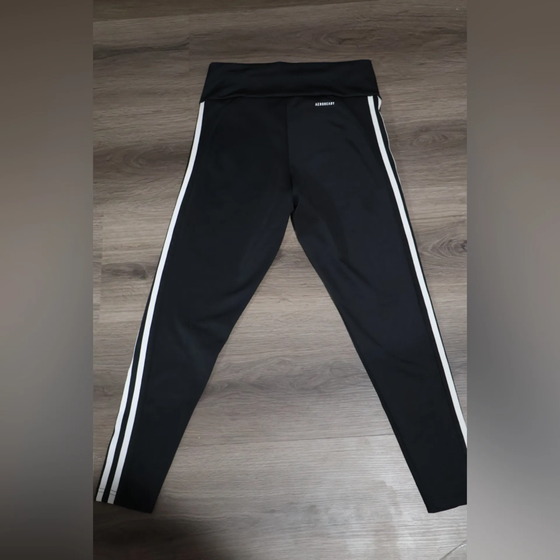 Adidas Climalite Women's Black High Waist Side Stripes Logo Active Leggings Sz M Size M - Image 5