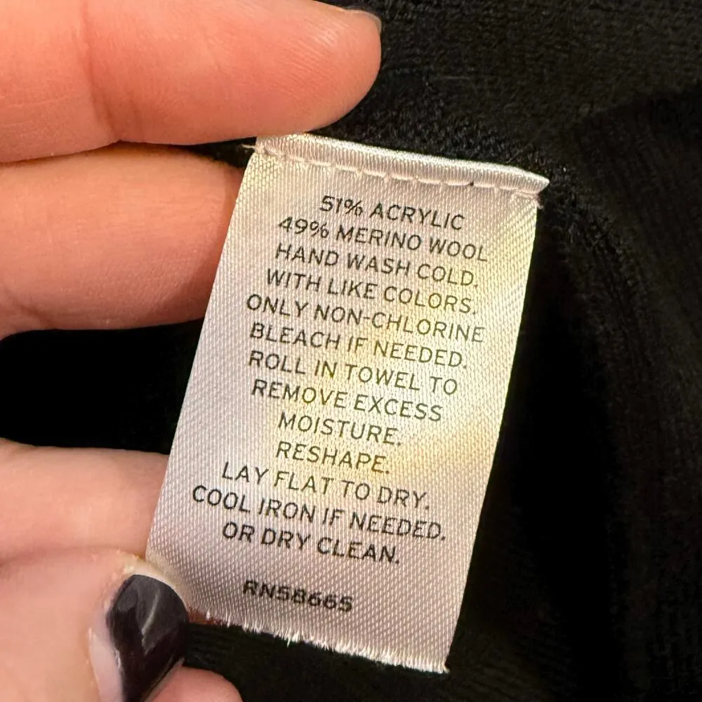 Nordstrom Women’s Black Merino Wool Blend Long Sleeve Open Front Long Cardigan - Image 7