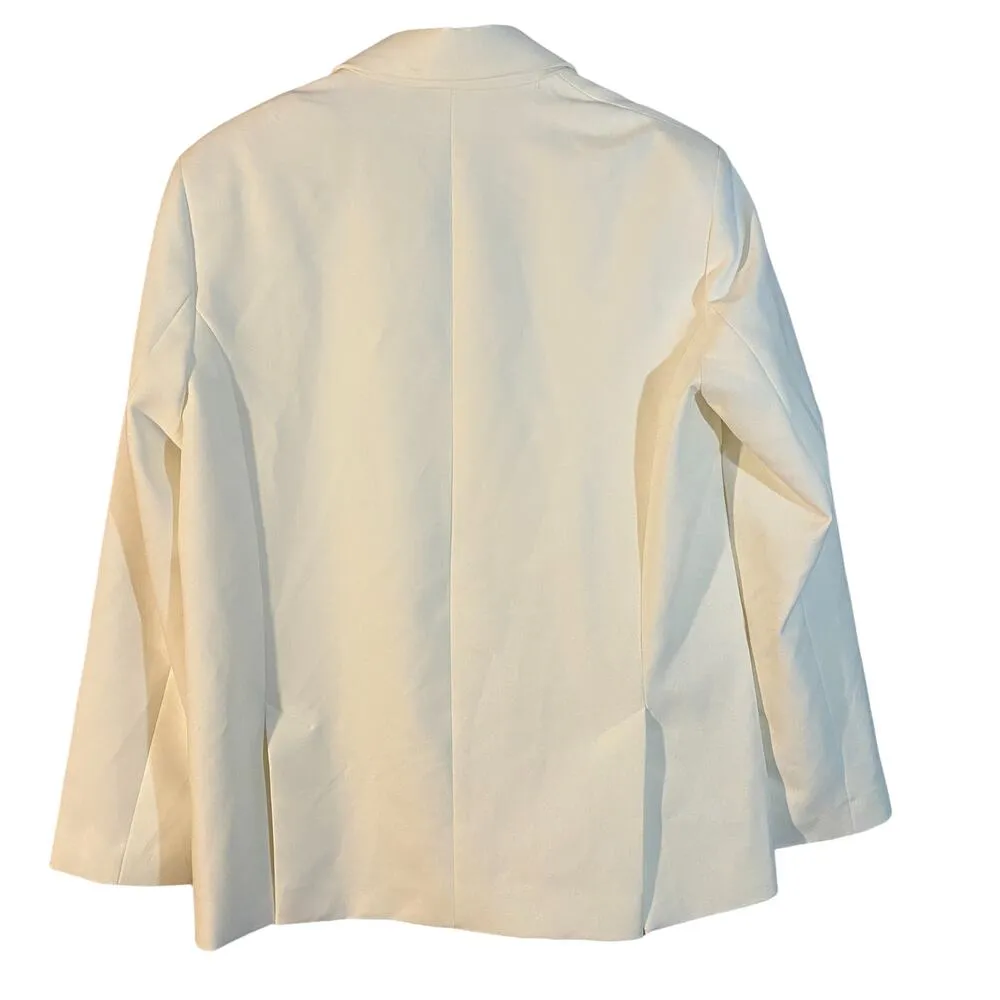 Zara White Two Button Notched Collared Oversized Blazer Jacket Women Sz XS - Image 2
