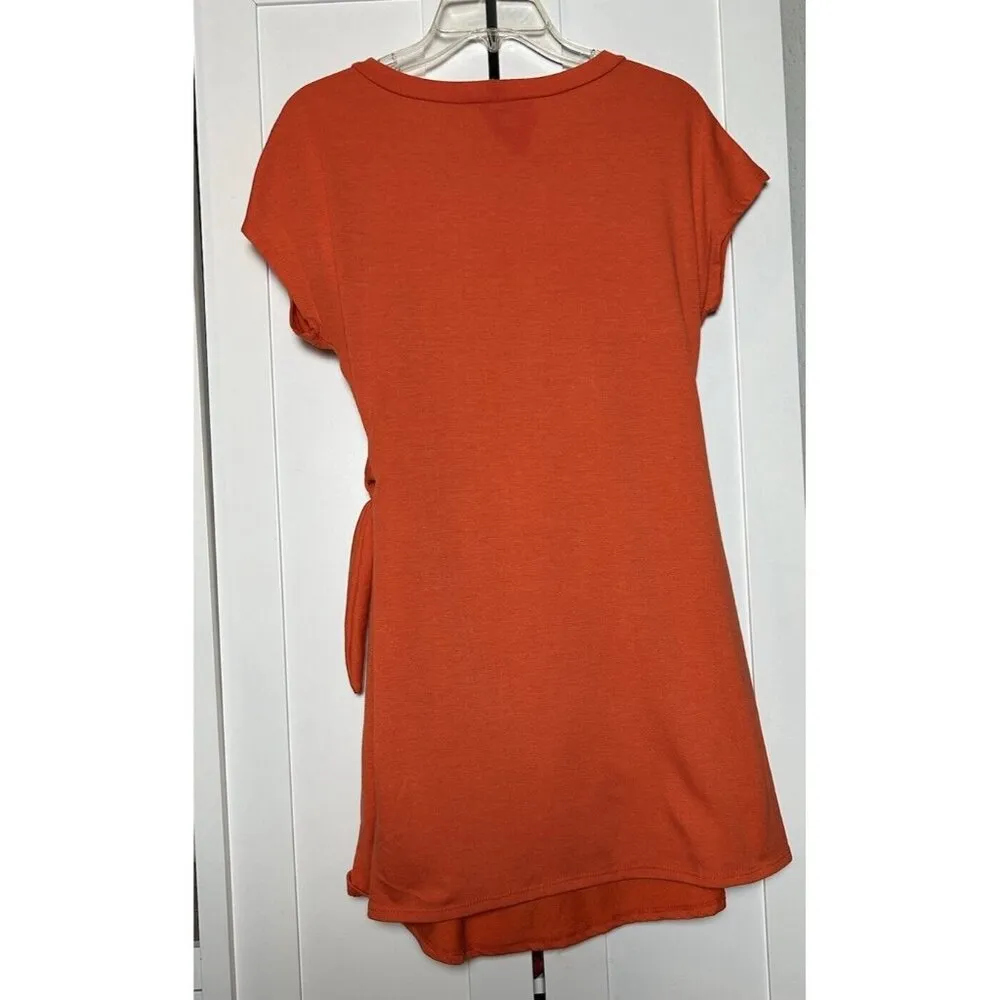 See You Monday Dress Womens Medium Orange Side Tie Party‎ Casual - Image 6