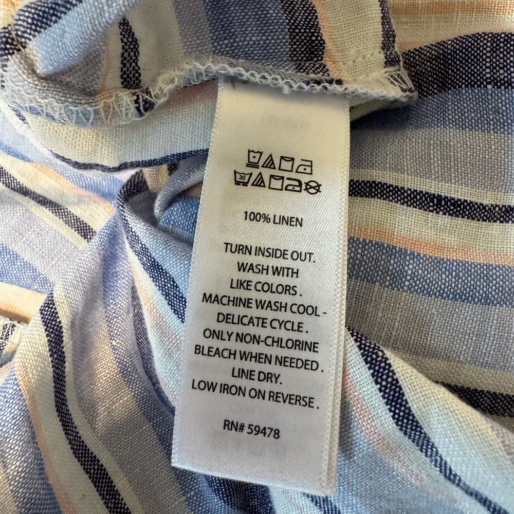 Women’s Artisan NY 100% Linen Striped V-Neck Sleeveless Shift Dress Medium - Image 5