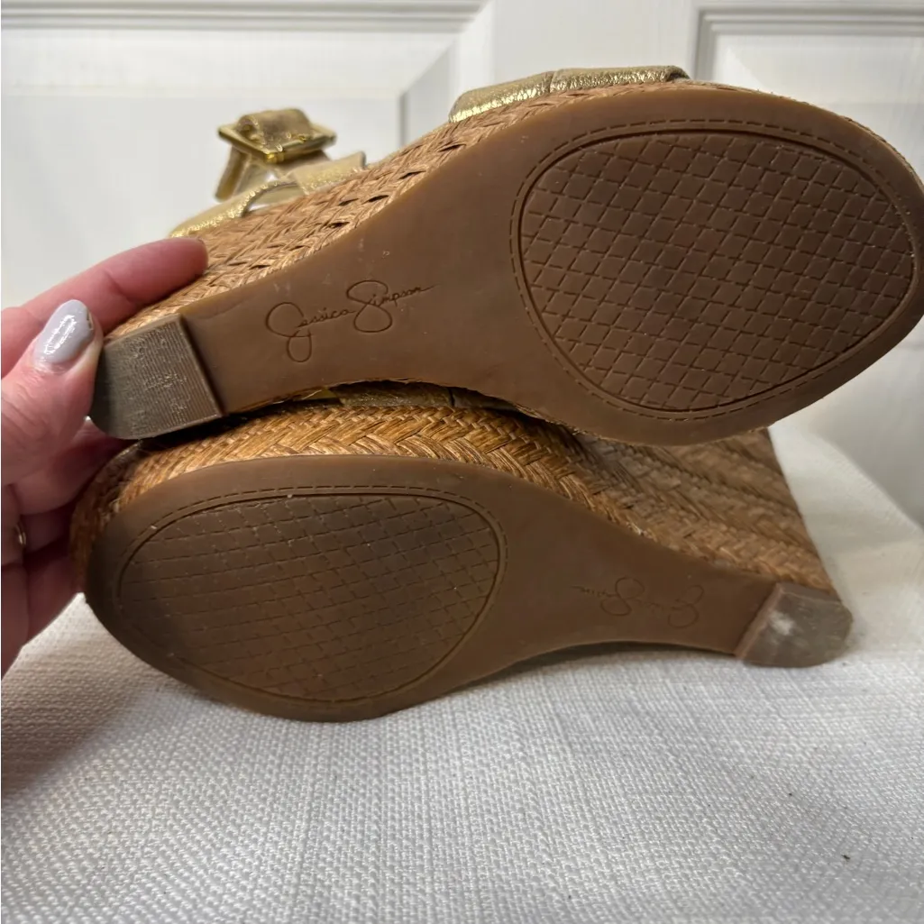 Jessica Simpson Metallic Gold Heels - Image 7