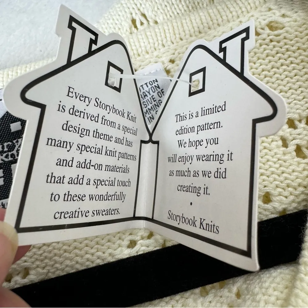 Storybook Knits Lovely Lace Cardigan Sweater Cream Large - Image 8