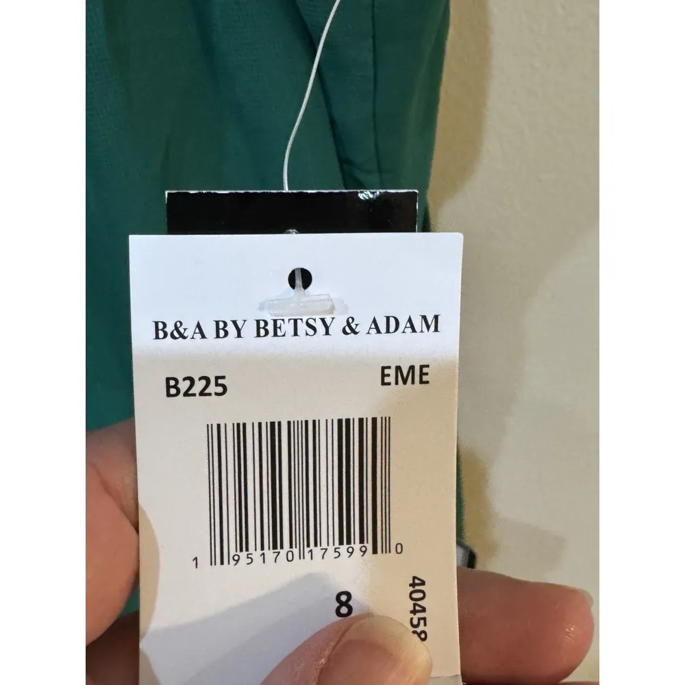 Betsy And Adam HELEN" LONG CHIFFON HALTER NECK DRESS Size 8 Green Formal Wedding - Image 5