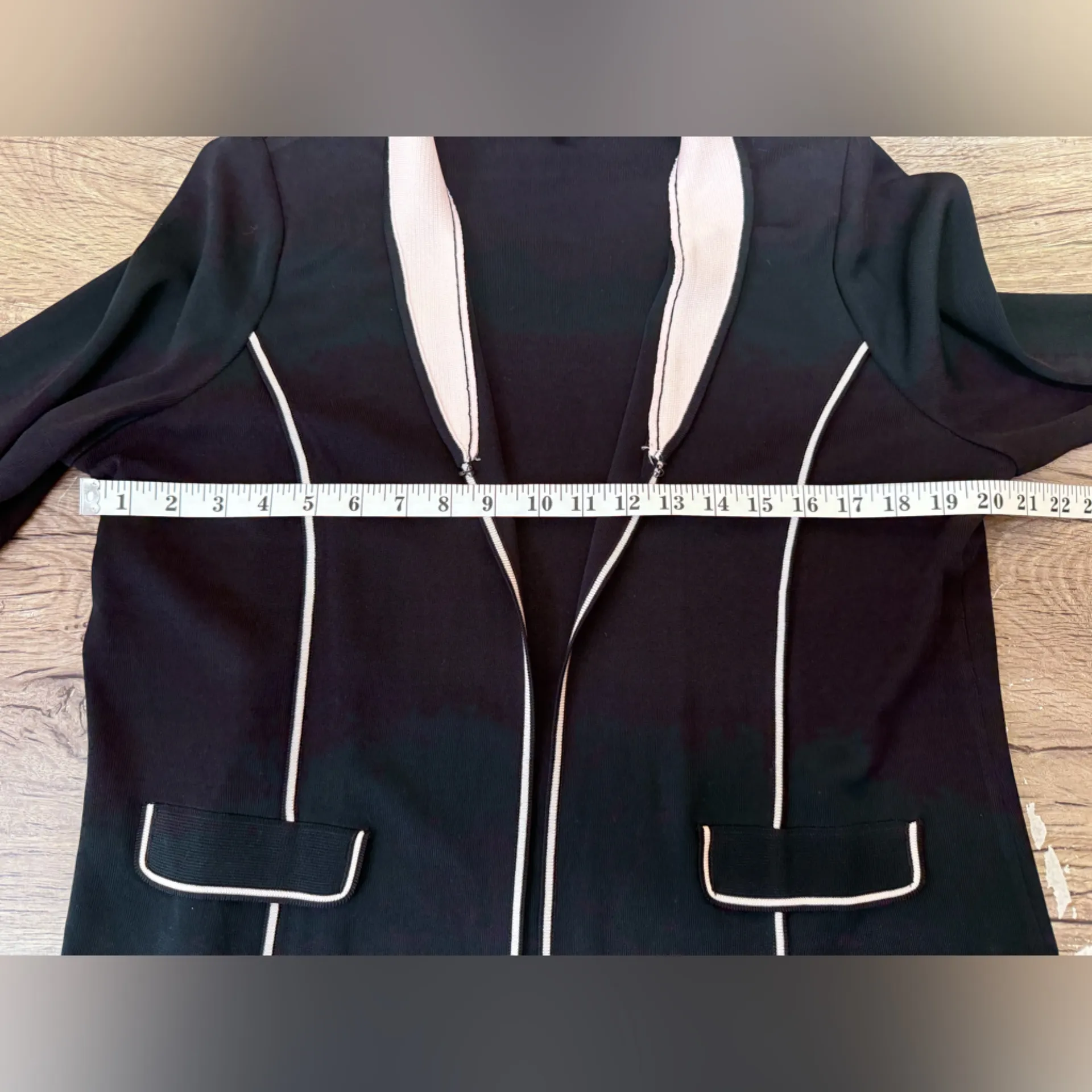 Ming Wang  black and‎ pink open front jacket size large - Image 5