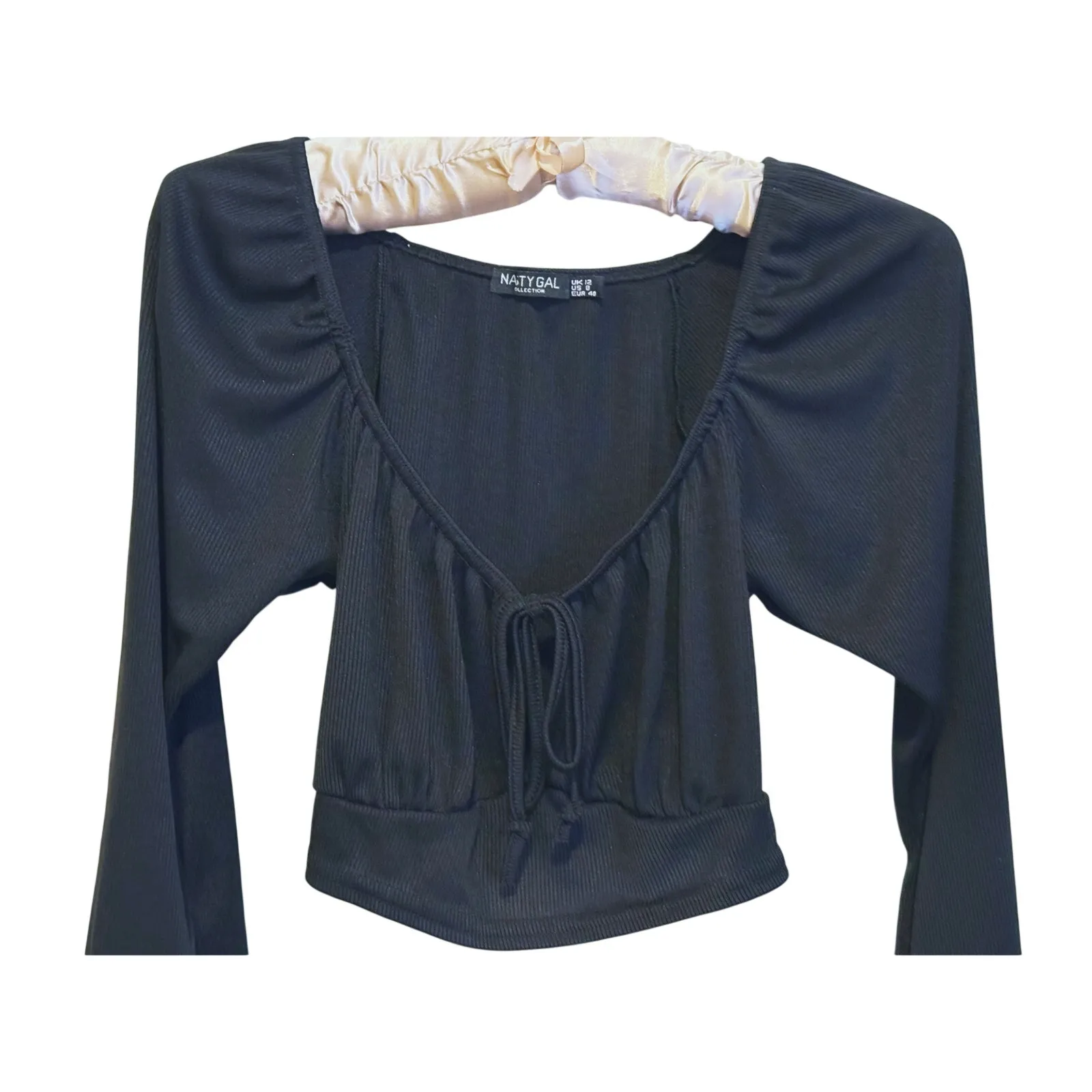 Whimsigoth Babydoll Ribbed Crop Top 8 Black Dark Romantic Gothic Fairy Grunge - Image 4